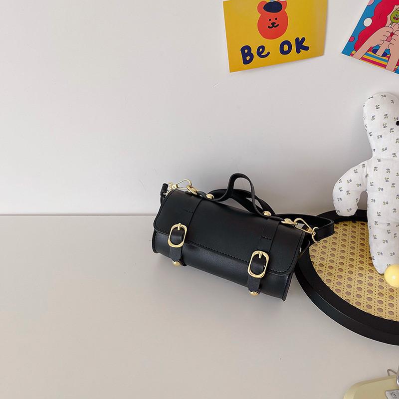 Stylish Korean Children's Bag For Girls Fashionable Cylinder Tote Purse In Bright Colors