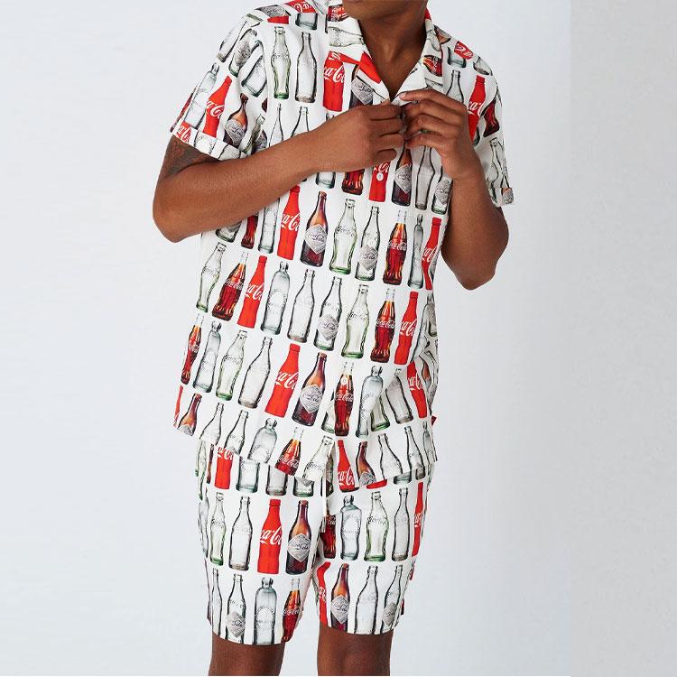 Kith X Coca-Cola Bottles Camp Collar Shirt White Unisex Tops KH3539-101