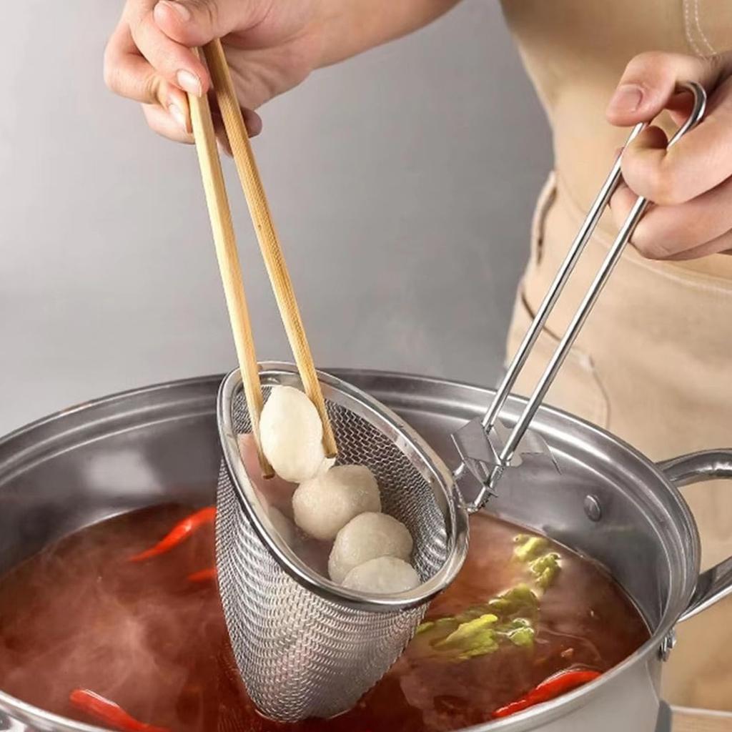 Stainless Steel Boiling Filter Basket for Spaghetti Boiling Noodle Deep Handle Fine For Restaurants and Home Commercial Kitchen Cooking Tools