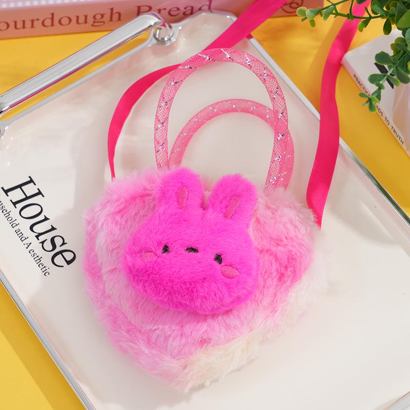Entzückende Häschen Plüsch Geldbörse & Mini Kinder Herzförmiger Rucksack Umhängetasche