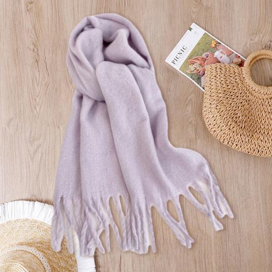 Superweicher Winterschal, einfarbig, für Damen, eleganter Schal mit Quaste, dick, warm, atmungsaktiv, Schal, Outfit-Zubehör