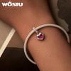 WOSTU 925 Silver Valentine Gift Openable Red Heart Charms Love Pendant mom Bead Fit Bracelet Necklace DIY Jewelry Gift