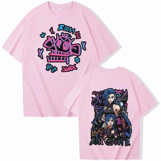 Jinx Arcane High Quality Cotton T Shirt Manga Harajuku Designer Men T Shirt Streetwear Funny Male Clothing