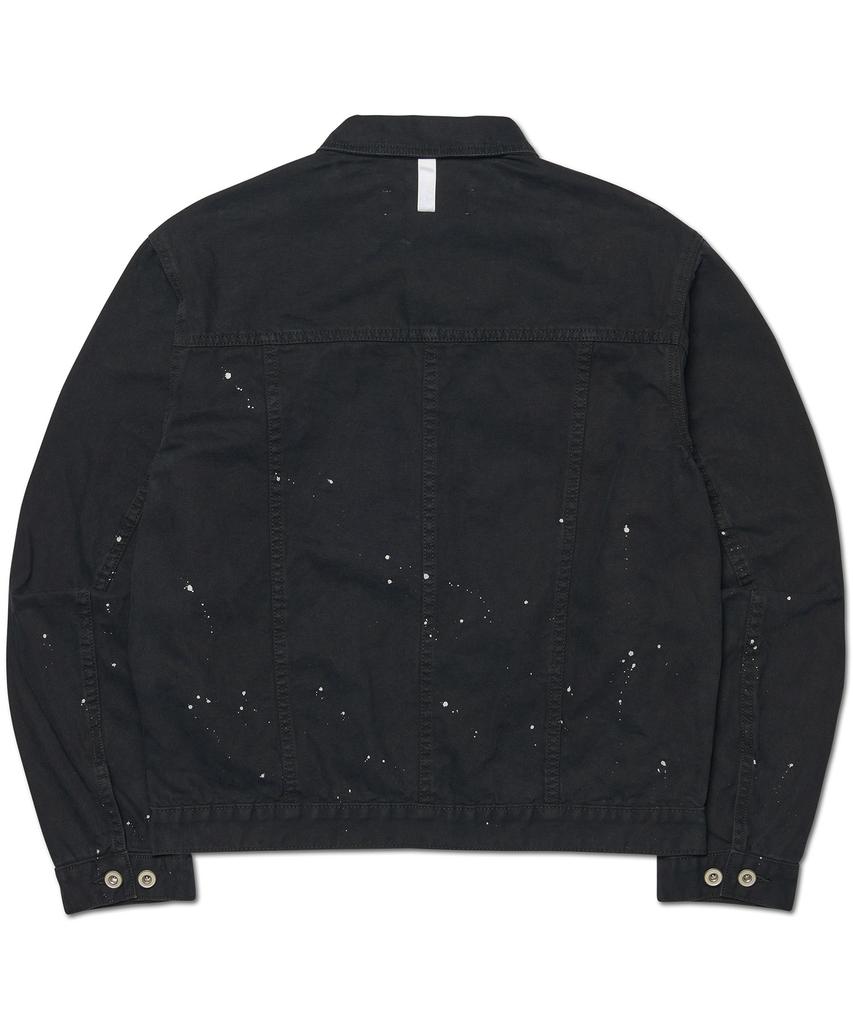 NOMANUAL Painted Trucker Jacket - Washed Black