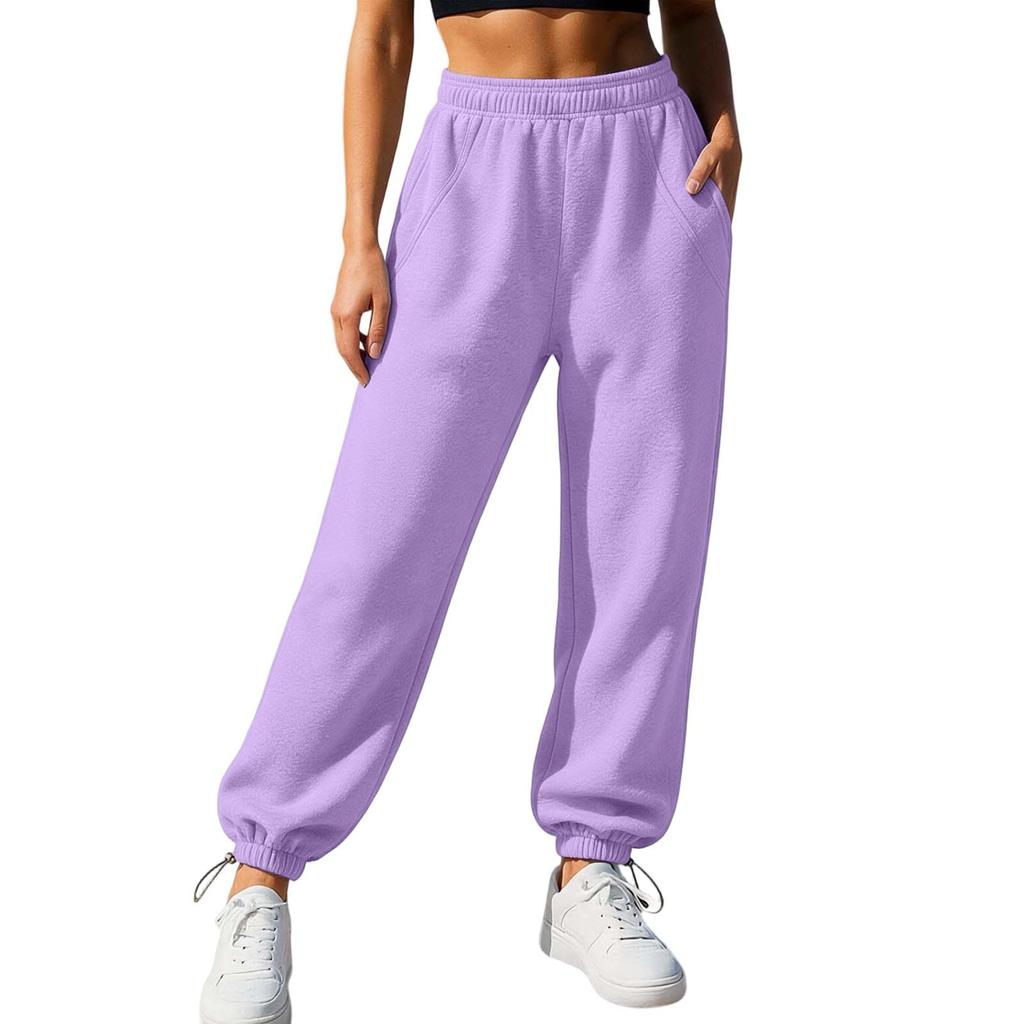 Pantaloni Jogger Larghi Casual da Donna con Polsini Elasticizzati, Pantaloni della Tuta da Giorno