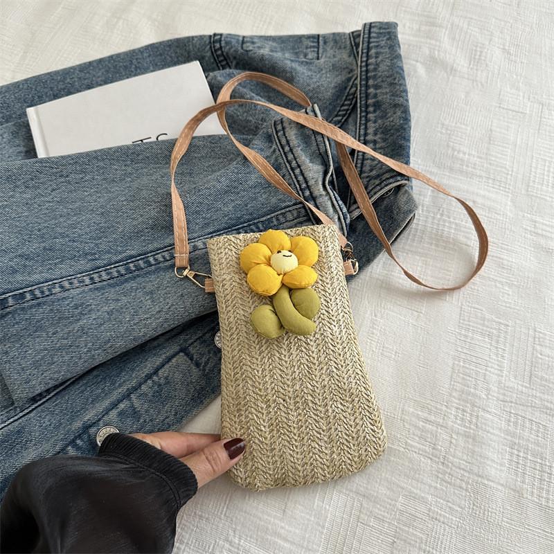 

Елегантна та зручна плетена сумка для телефону для щоденного використання. Доступна в рожевому, помаранчевому та жовтому кольорах. жовтий