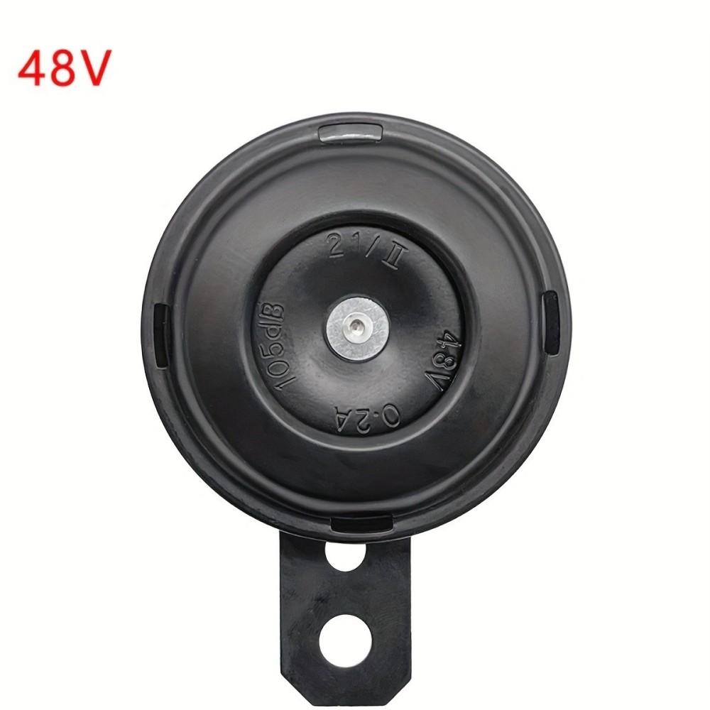 Universal Motorcycle Electric 12V 1.5A/48V 60V 72V 0.2A Round Black Basin Air Horn Motorbike Loud Disc Speaker 105Db,Pack Of 1
