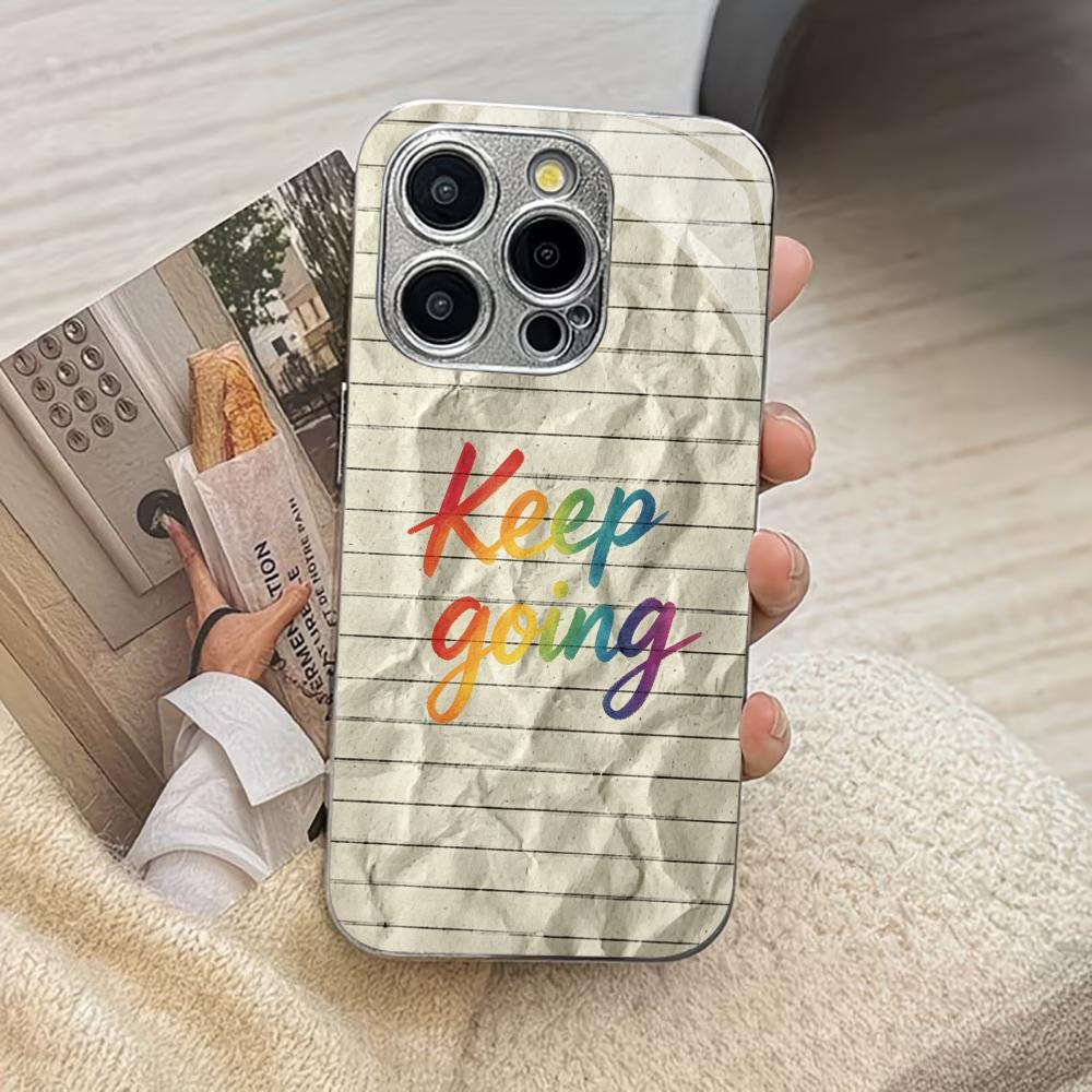 Colorful motivational paper phone case for funda iphone for iphone 17 pro max cover glass for iPhone 17 16 15 14 13 pm Pro Plus