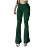 Women Flared Pants Elastic High Waist Solid Color Long Pants Ribbed Texture Yoga Running Cycling Trousers