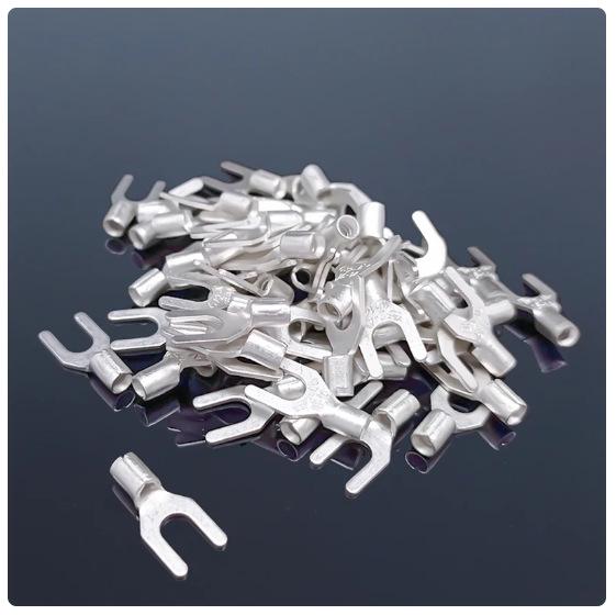 Forked U-Shaped Copper/Brass Wire Terminal Lugs - Cold-Pressed, 1000 Pcs Bag