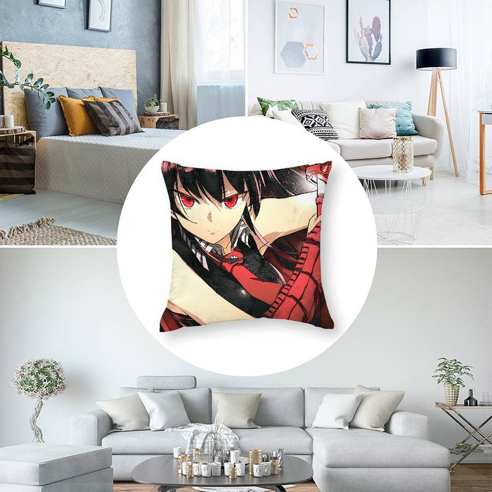 Anime A-Akame ga Kill Pillow Case Short plush Double-sided Print Square Throw Pillow Covers Sofa Home Cushion Decor