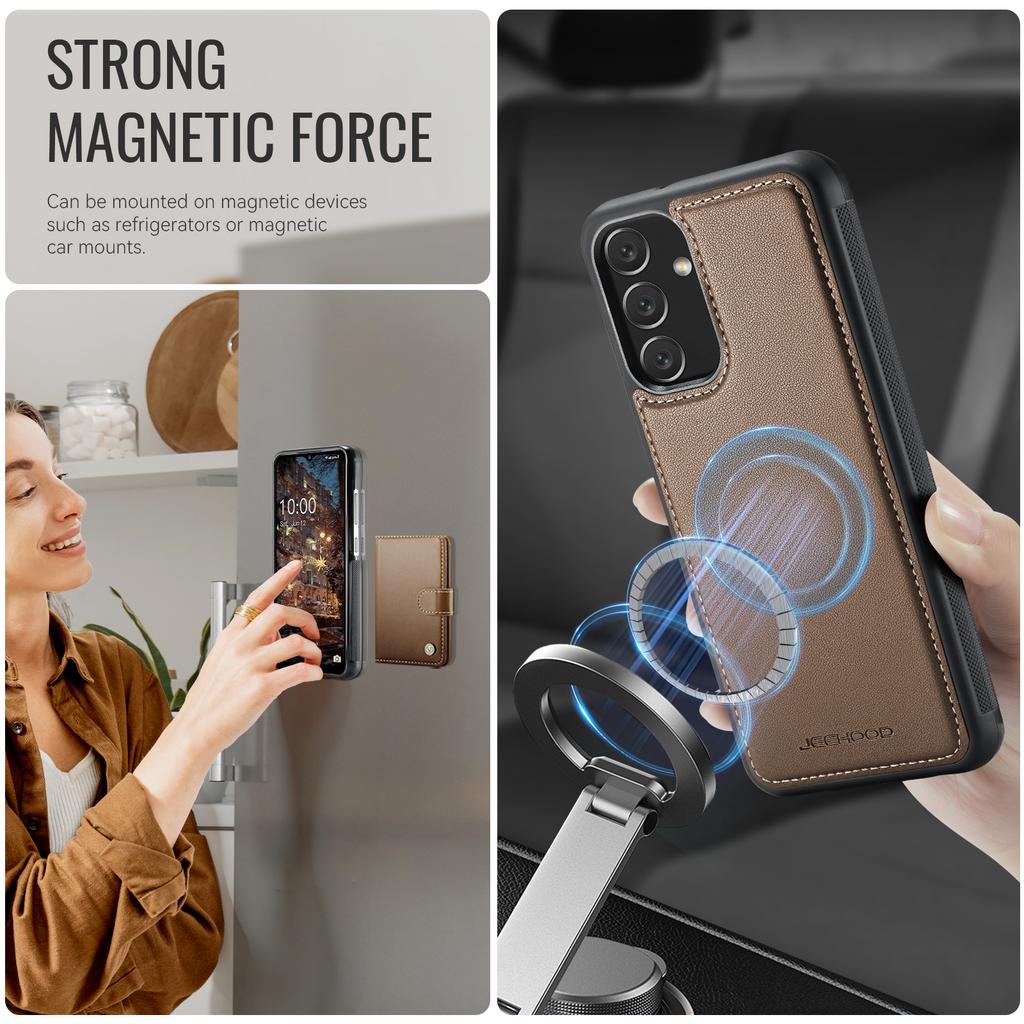 For Samsung Galaxy A54 5G Case JEEHOOD J09 RFID Blocking Card Holder Leather Back Phone Cover Magnetic Case
