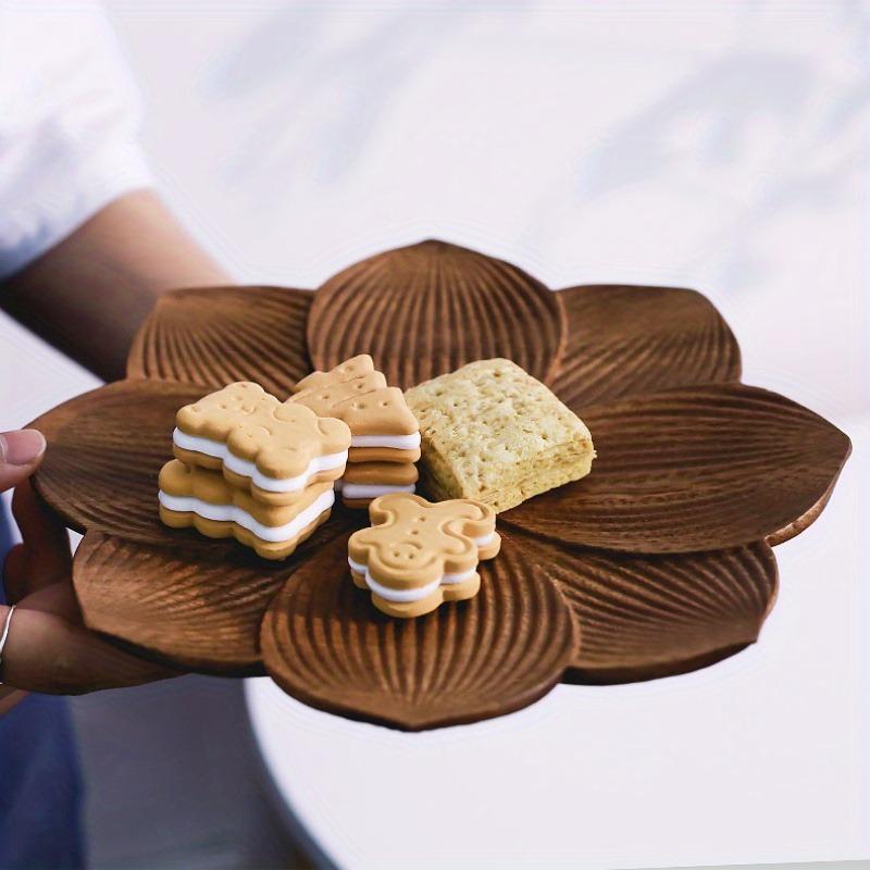 1pc Wood Tray For Serving Food Walnut Solid Wood Retro Tray For Food Bread Sushi Snack Plate Leaf Tea Tray Creative Multifunctional Wooden Plate for R