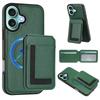Applicable to iPhone16 mobile phone case, Samsung S25 lychee pattern wireless charging magnetic card bag bracket multi-function anti-drop