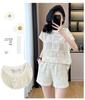 2026 Summer Petite Luxury Women's Suit: Hollow Out Top & Shorts Set – Slimming, Chic, and Trendy