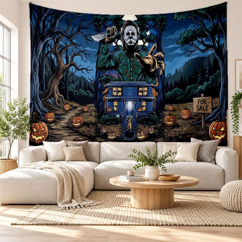 Halloween Michael Myers Wall Tapestry Home Decor Hanging Cloth Art Background Tapestry for Bedroom