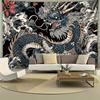 2D Oriental Dragon Wave Tapestry Black Background Home Background Cloth