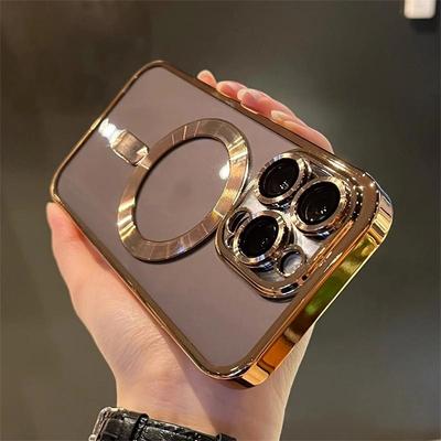 Luxury Magnetic For Magsafe Wireless Charge Plating Clear Case For iPhone 11 12 13 14 15 16 Pro Max Shockproof Silicone Cover