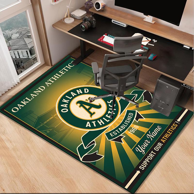 Custom NameAthletics Oakland Emblem Carpet, Indoor Rug, Chair Rug, Living Rooms, Doormat Made From Polyester Home Decor Birthday Christmas Gifts