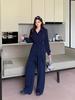 2026 Plus Size Women's Slimming Casual Two-Piece Set - Spring/Autumn Minimalist Style
