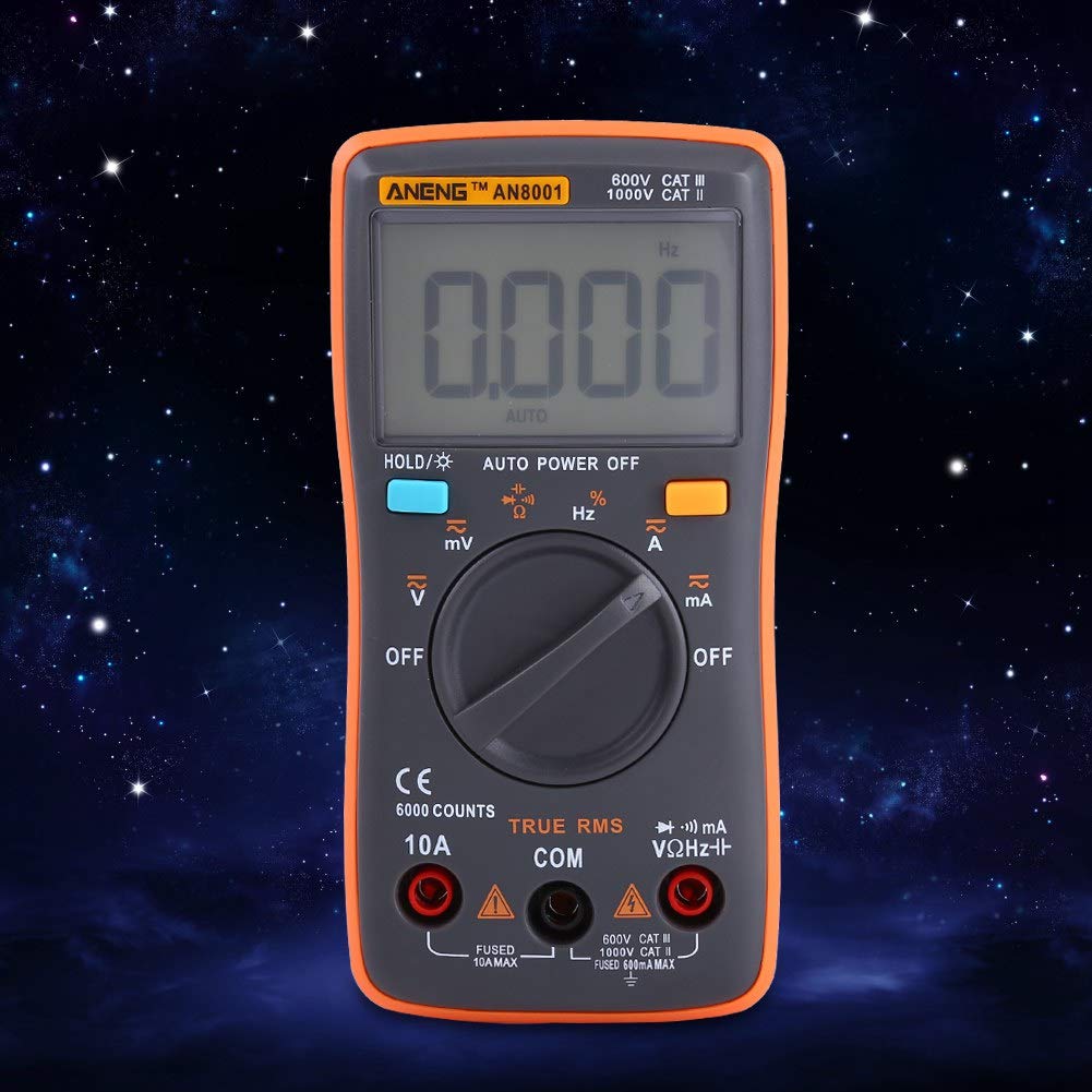 Akozon ANENG Digital Multimeter Auto-Range, AN8001 True-RMS Digital Multimeter AC DC Voltage/Ammeter Current/Ohmmeter/Diode/Shutdown, Frequency and Du