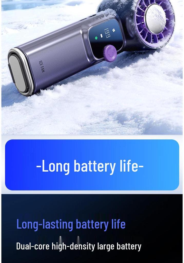 Portable High-Speed Cooling Handheld Fan with Strong Airflow, Long Battery Life, Foldable Neck, Digital Display, and Ice Pack Feature