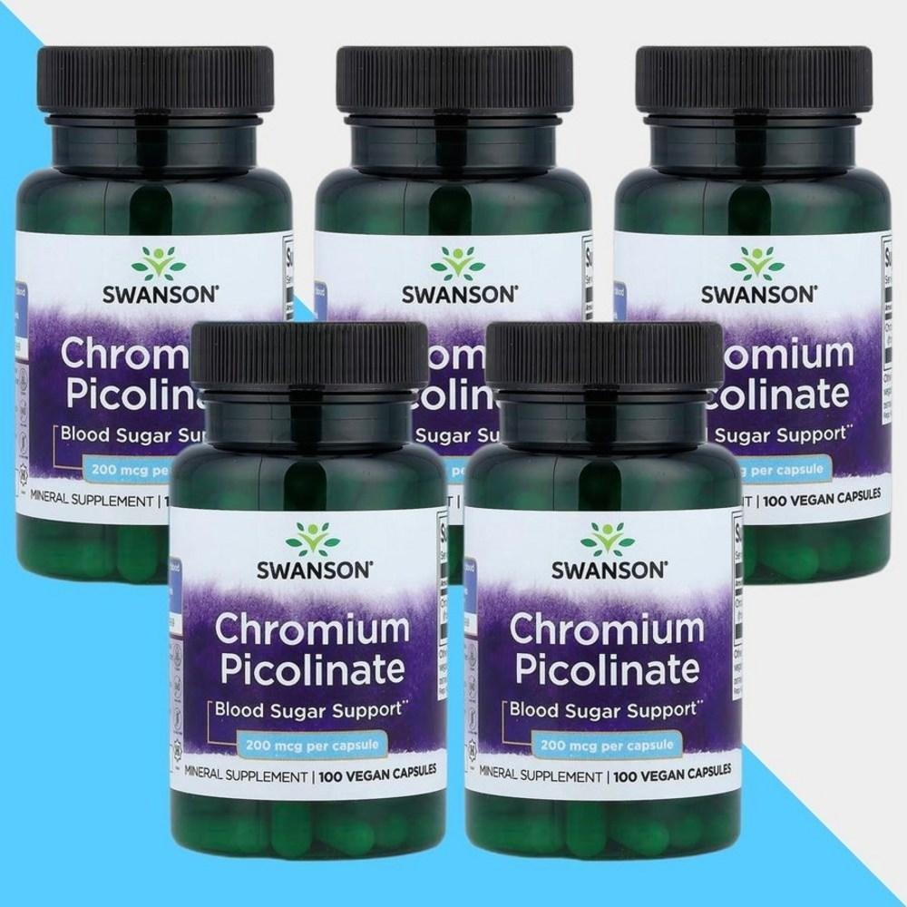 Swanson Chrome Picolinate 200 mcg 100 Capsules 5 pcs