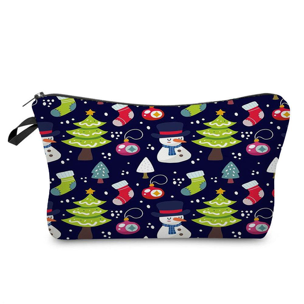 Women Snowman Print Cosmetic Bag Toiletries Organize Travel Storage Case 6766