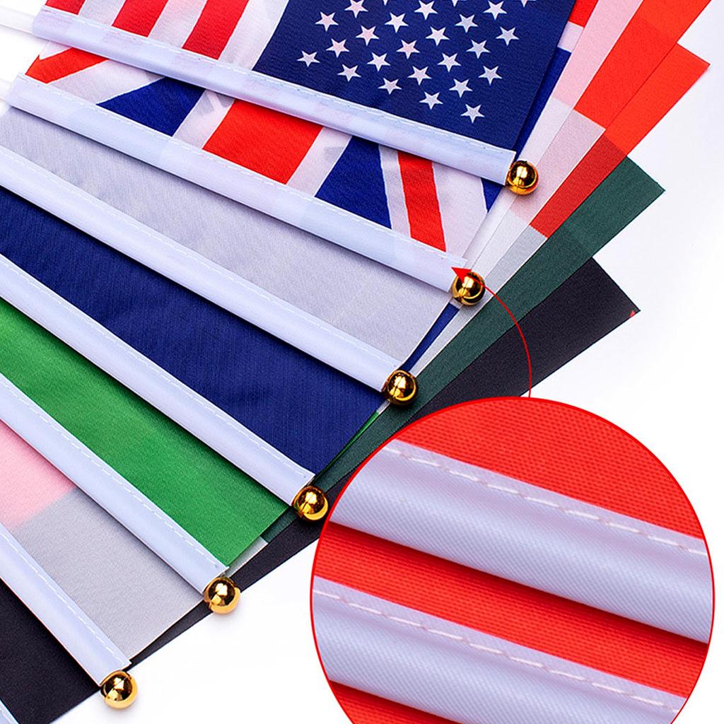 14X21cm 48 Countries Hanging Flags with Plastic Pole Double Sided Polyester Printing National Parade Flags for Football Game