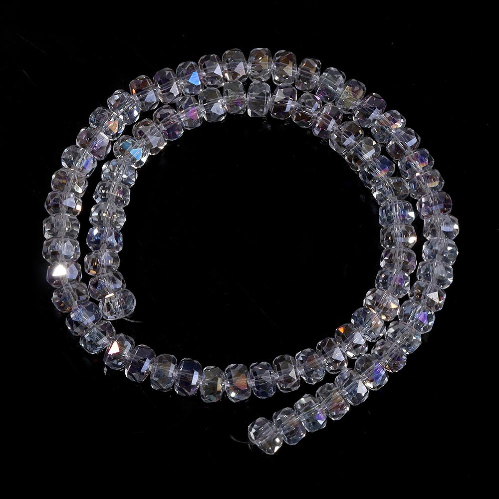 1 Strand 5x8mm Electroplated Glass Beads Transparent Colorful Wheel Shaped Loose Spaced Beads For DIY Bracelet Necklace Supplies