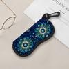 2D-Boho Floral Print Protective Sunglasses Case, Vintage Mandala Eyeglass Holder Pouch, Portable Zipper Eyewear Container for Travel Women Gifts