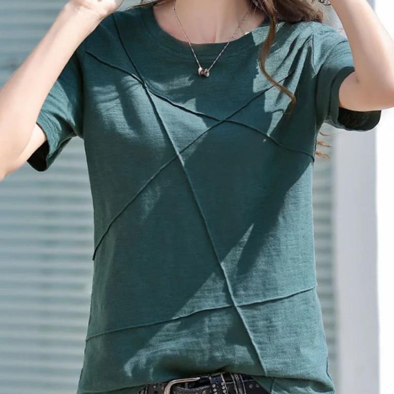 Summer Slim Cotton Bamboo T-Shirts Women O-Neck Short Sleeve Ribbed Tshirts Female Casual Solid Color Tops