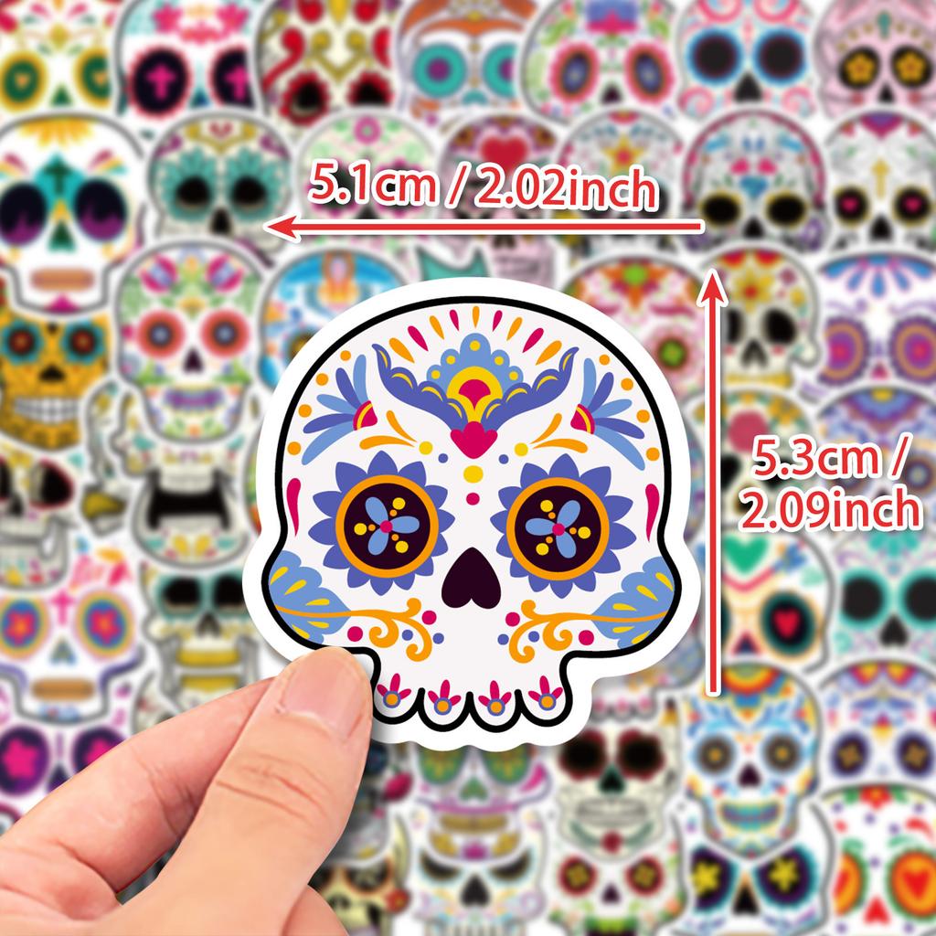 50 Stickers Painted Skulls Independent Creative Diy Repeated Stickers Decorative Stickers Waterproof Stickers Hand Account