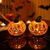 Battery Operated Pumpkin Light Halloween Lantern, LED Up Hollow Ornament, Table Centerpiece Statue with Warm for Indoor Outdoor Party Decor