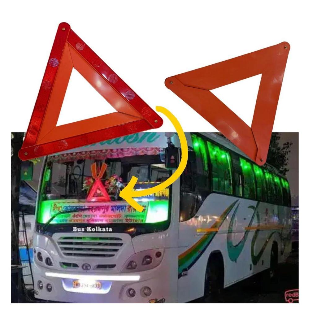 Foldable Triangle Emergency Warning Reflector Kit (2 Pcs) | Safety Warning Triangle Without Stand | 425×375mm | Universal for Car, Bike, Truck & More