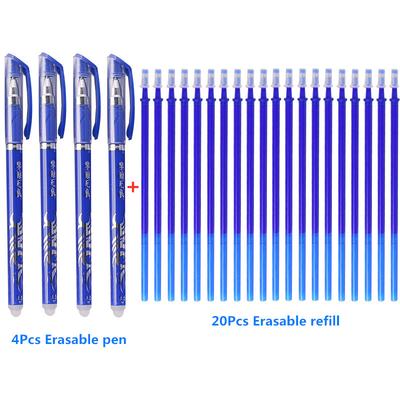 Ensemble de recharges de stylo effaçable, poignée lavable 0.5mm, encre bleue et noire, outil d'écriture pour l'école et le bureau, 6/24 pièces/lot
