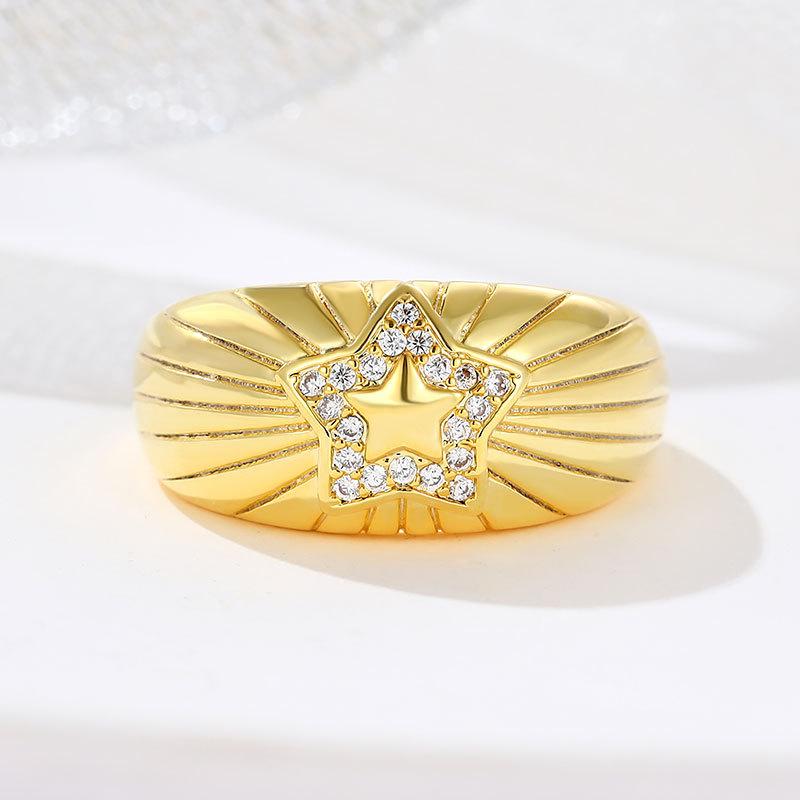 Fashion Style, Temperament Ring, Women's Temperament, Star-set Diamonds, Personality Style, Ring, Index Finger, Women's Star Ring Jewelry.