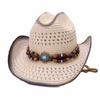 Paper Straw Cowboy Hat With Wide Brim For Summer Sun Protection And Fashion Style