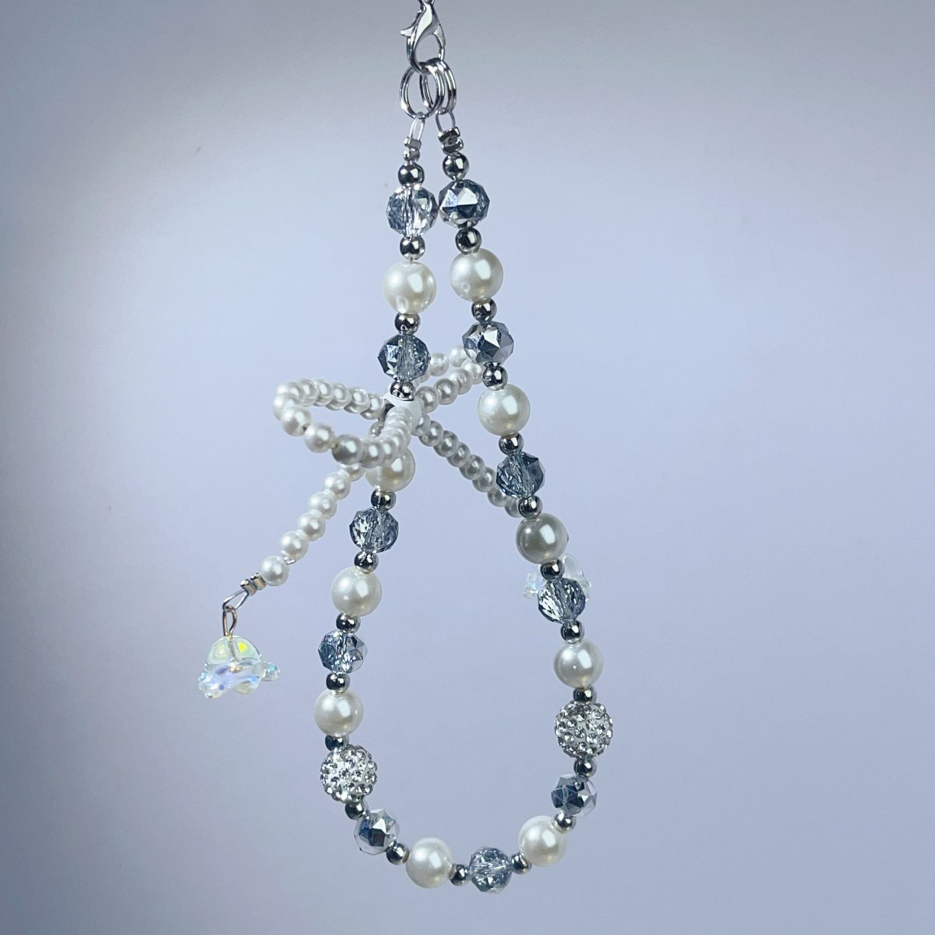 

1 шт. Креативная новая цепочка для мобильного телефона с бантом, хрустальный шарик-цветок, шнурок для чехла мобильного телефона, брелок для сумки, бисерная подвеска