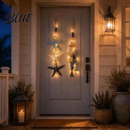 Bathroom And Bedroom Wall Decor Lighted Wooden Fish Starfish Decor Beachy with Warm LEDs Maritime Inspired Home Accessories Coastal Nautical Hanging