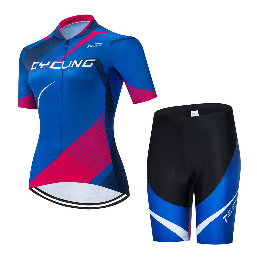 Women MTB Bike Jersey Bib Shorts Suits Anti-UV Bicycle Shirts Mountain Road Top Bottom Girls Female Red 2026 Summer Breathable Cycling Suit Set