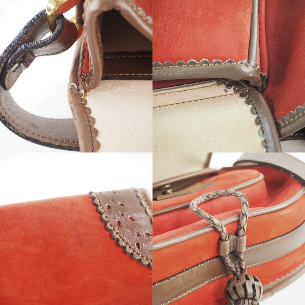 LOEWE Seville collection Shoulder Bag anagram Orange/Brown Suede/leather Women Used