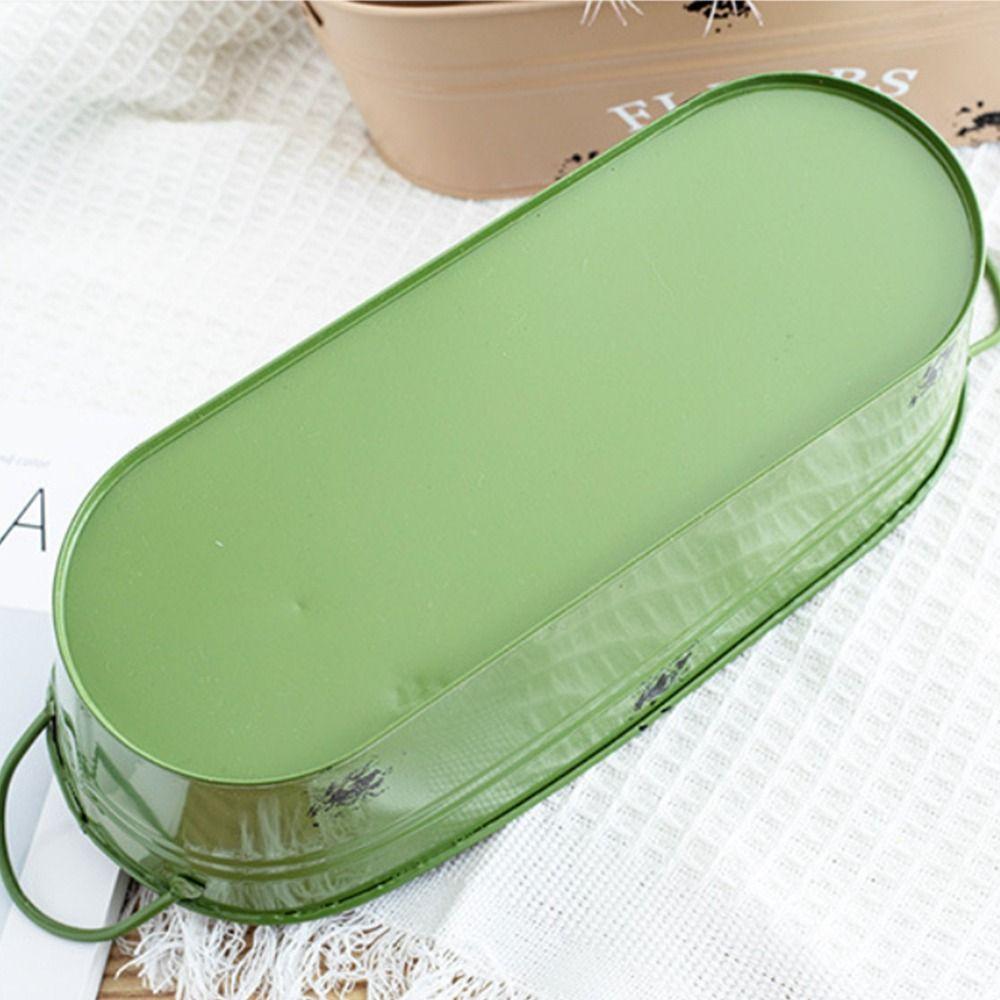 Ellipse Flower Container with Handle Flower Pot Vintage Rustic Flowerpot