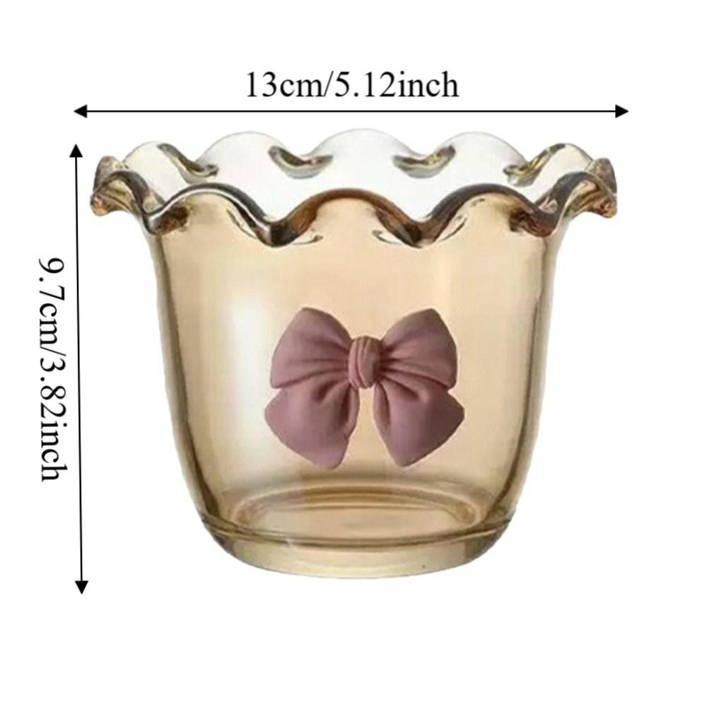 Salad Bowl Wide Mouth Dessert Bowl with Bow Aesthetic Glass Bowl Decorative Heat-Resistant Ice Cream Cup Breakfast