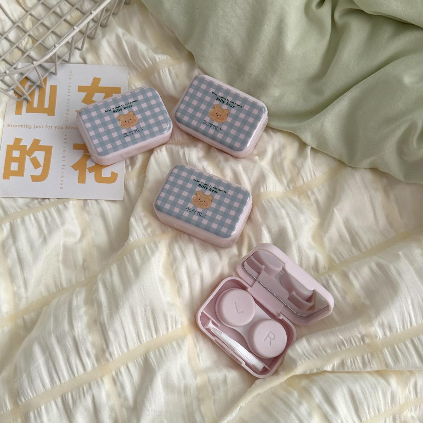 

Ins Creative Cartoon Cute Contact Lens Box with Mirror Girls Contact Lens Case Travel Companion Care Box Contact Lenses Case