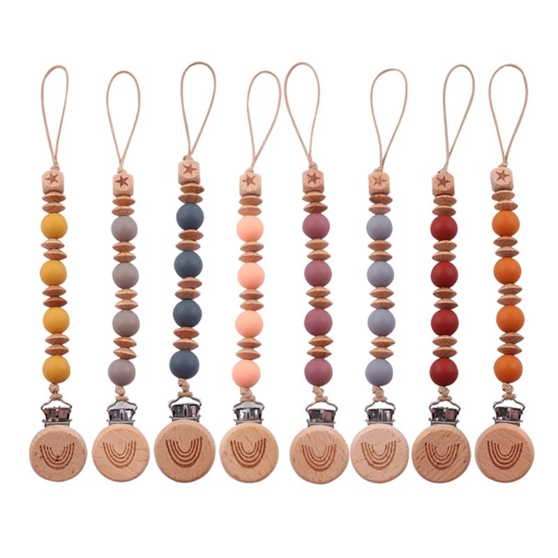 Baby Schnullerclip Silikonperlen Beißclip Baby Schnullerkettenhalter