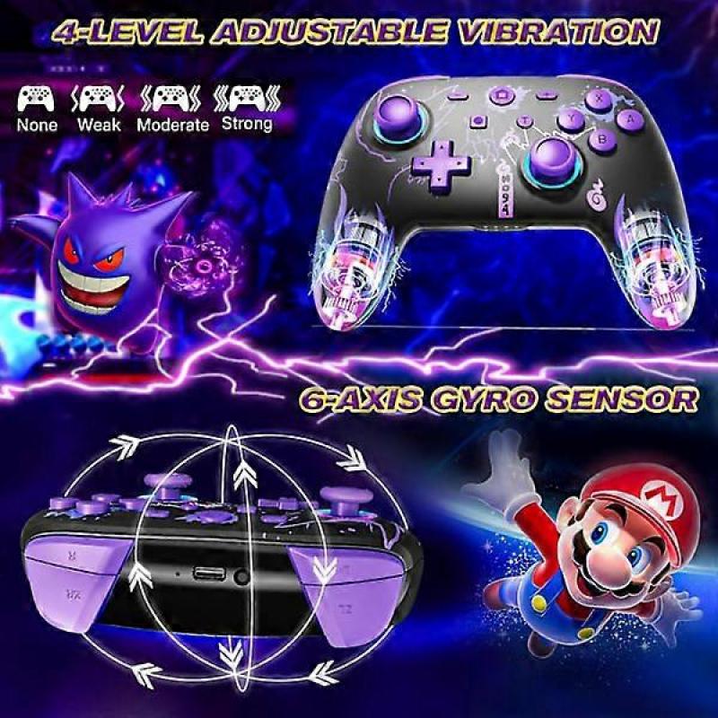 Controller für Nintendo Switch/OLED/Lite, Drahtloser Pro Switch Controller mit LED-Joystick/Bewegung/Vibration
