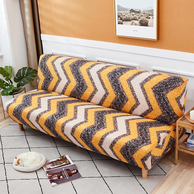 Folding Sofa Furniture Bed Cover Sofa Protective Covers Spandex Stretch Elastic Material Double Chair Cover Slipcovers Living Space Geometric Print