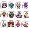 12 Pieces Day of The Dead Sugar Skull Halloween Paper Ornaments Ghost Hanging Indoor Skeleton Cats Decorations for Mexican Halloween Party Indoor Pati