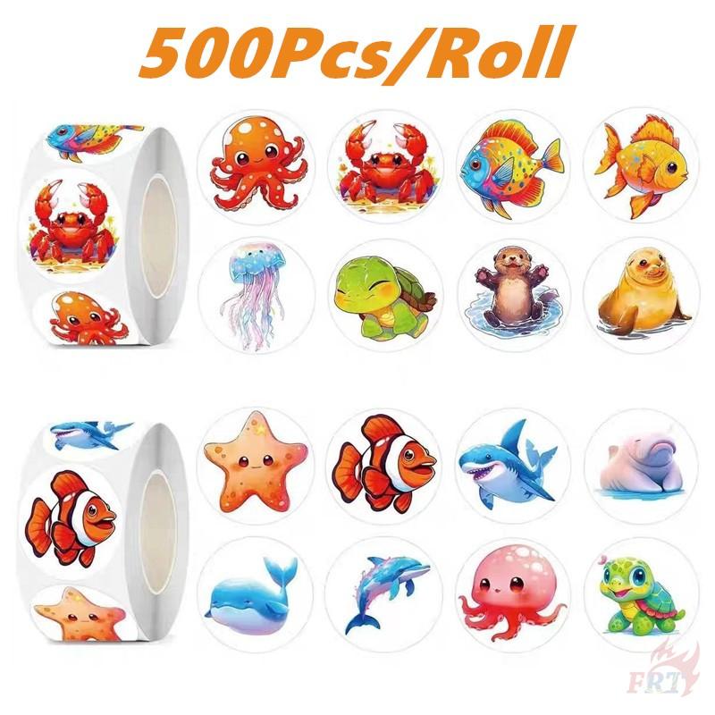 500Pcs/Roll Q Marine Animals Kids Rewards Stickers - DIY Scrapbooks Album Decor Sealing Label Decals